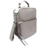 L1443-LIGHT GREY PU LEATHER MEDIUM BACKPACK  WITH COIN BAG